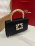 Roger Vivier Efflorescence Mini Bag in Satin Black