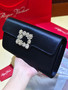 Roger Vivier Efflorescence Satin Pochette Black