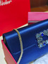 Roger Vivier Efflorescence Satin Pochette Navy