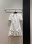 Valentino ruffle lace patchwork round neck short sleeved dress