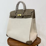 Hermes Birkin HAC 40cm Swift Leather and Canvas Travel Bag (Etoupe Grey, Gold Hardware)