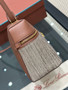 Loro Piana Extra Bag L27 Herringbone Linen Silk Brown Leather Trim