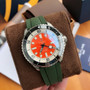 Breitling Superocean 44mm Automatic Diver Watch – Orange Dial, Green Rubber Strap