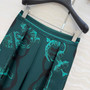 Hermes 26 Early Spring Chain Link Pattern Silk Wide Leg Pants - Green