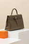 Hermès Kelly Flat 35 Handbag Etoupe Palladium Hardware