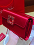 Roger Vivier Efflorescence Satin Pochette Red