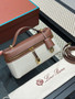 Loro Piana Extra Bag L27 Canvas and Brown Leather