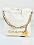CHANEL MINI 22 BAG White Shiny Calfskin | Gold-Tone Hardware | SS25 Collection