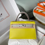 Hermès Mini Kelly II Sellier Bag in Yellow and Gris Perle Chevre Leather