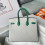 Hermès Limited Edition Horseshoe Birkin 25 Bag Gris Perle/Velvet Green