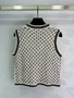 Chanel Spring/Summer Knit Vest - Black and White Geometric Jacquard, Wool Blend, SML