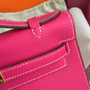 Hermès E5 Rose Tyrien Epsom Leather Mini Kelly Pochette Gold Hardware