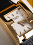 Fendi F is Fendi 28mm Ladies Quartz Watch Set- Two White Dial Gold Case Leather Strap