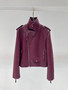 Bottega Veneta Intrecciato Woven Leather Moto Jacket - Burgundy