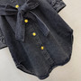 Schiaparelli Metal-Button Denim Shirt Dress – Grey