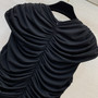 Schiaparelli Fish-Bone Tuck Body-Con Maxi Dress – Black & Coffee