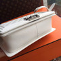 CHANEL White Quilted Leather LE BOY with Silver HW