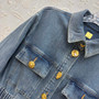 Schiaparelli Denim Fringe Jacket with Gold Logo Hardware – Blue