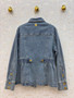 Schiaparelli Denim Fringe Jacket with Gold Logo Hardware – Blue