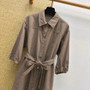 Hermès Spring/Summer 2026 H-Jacquard Lantern Sleeve Shirt Dress – Taupe