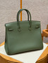 Hermes Birkin 35 Togo Leather Olive Green Gold Hardware