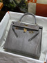 Hermes Kelly 25 Grey Lizard with Gold Hardware