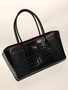 Chanel Executive Cerf Tote Black Shiny Crocodile Gold Hardware