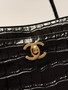 Chanel Executive Cerf Tote Black Shiny Crocodile Gold Hardware