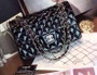CHANEL Black Quilted Patent Leather Silver HW Flap Bag Silver HW