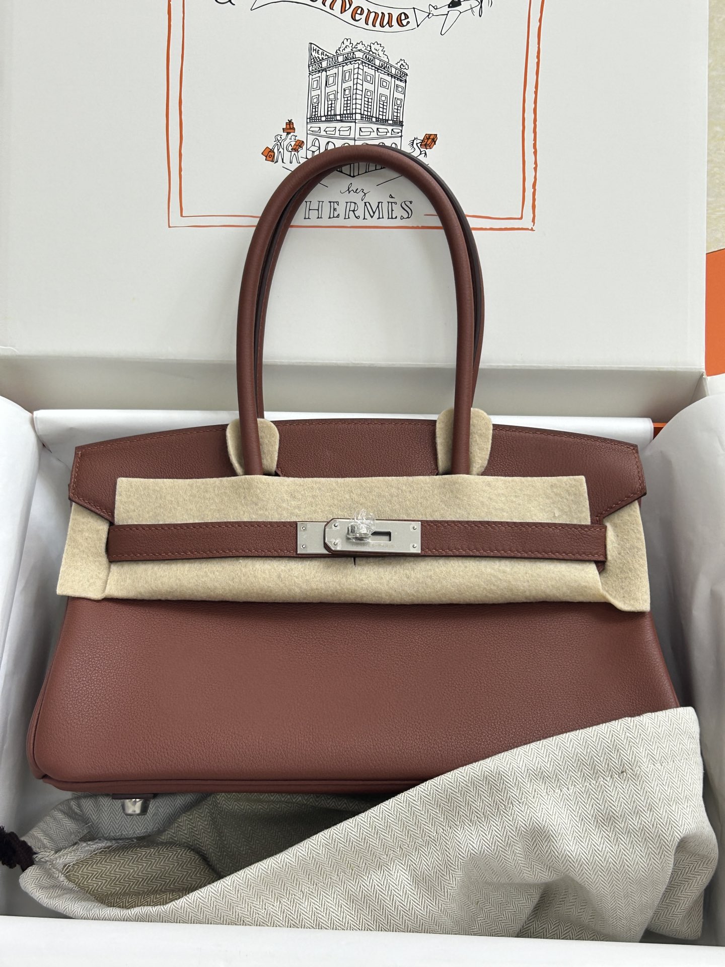 【スタイリッシュ】HERMES ボブ・ハーパー・ブルーム Hermes new Mini Shoulder Birkin 29 Brique Swift with