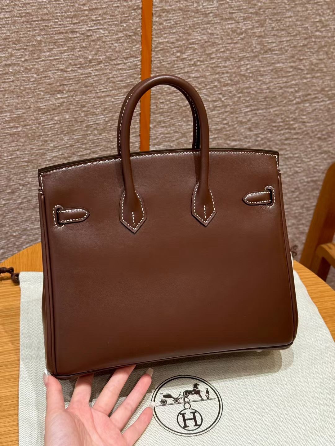 Hermes Birkin 25 Chocolate Box Leather Palladium Hardware - BVPRIVE