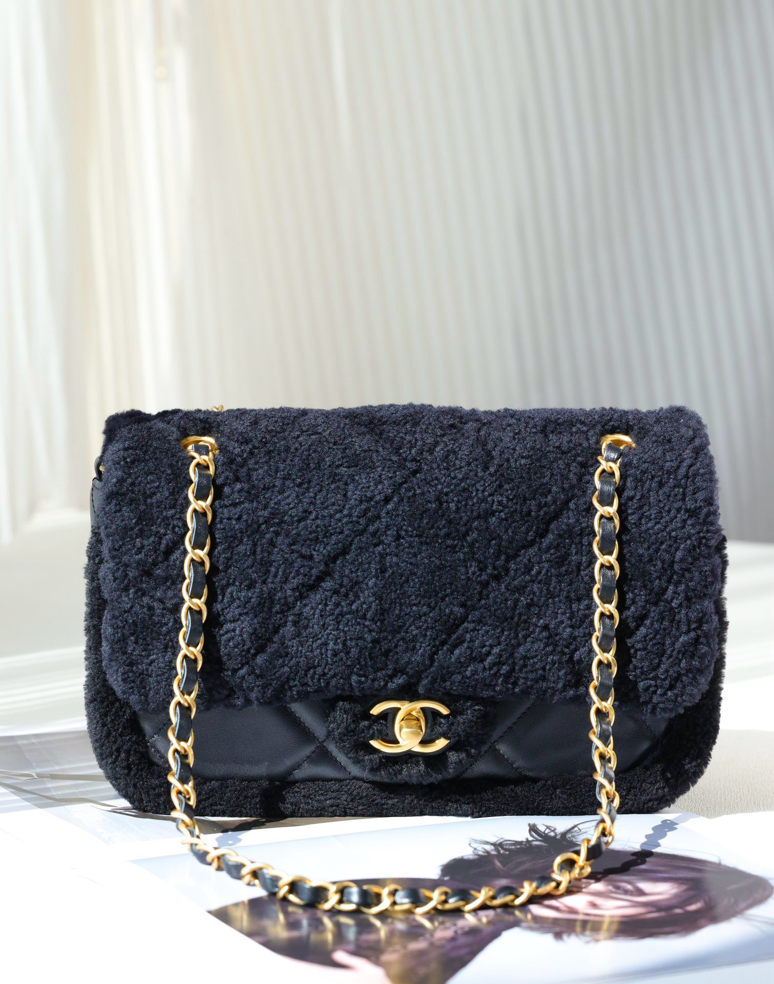 Chanel Shearling Lambskin FLAP BAG BLACK 2024 - BVPRIVE