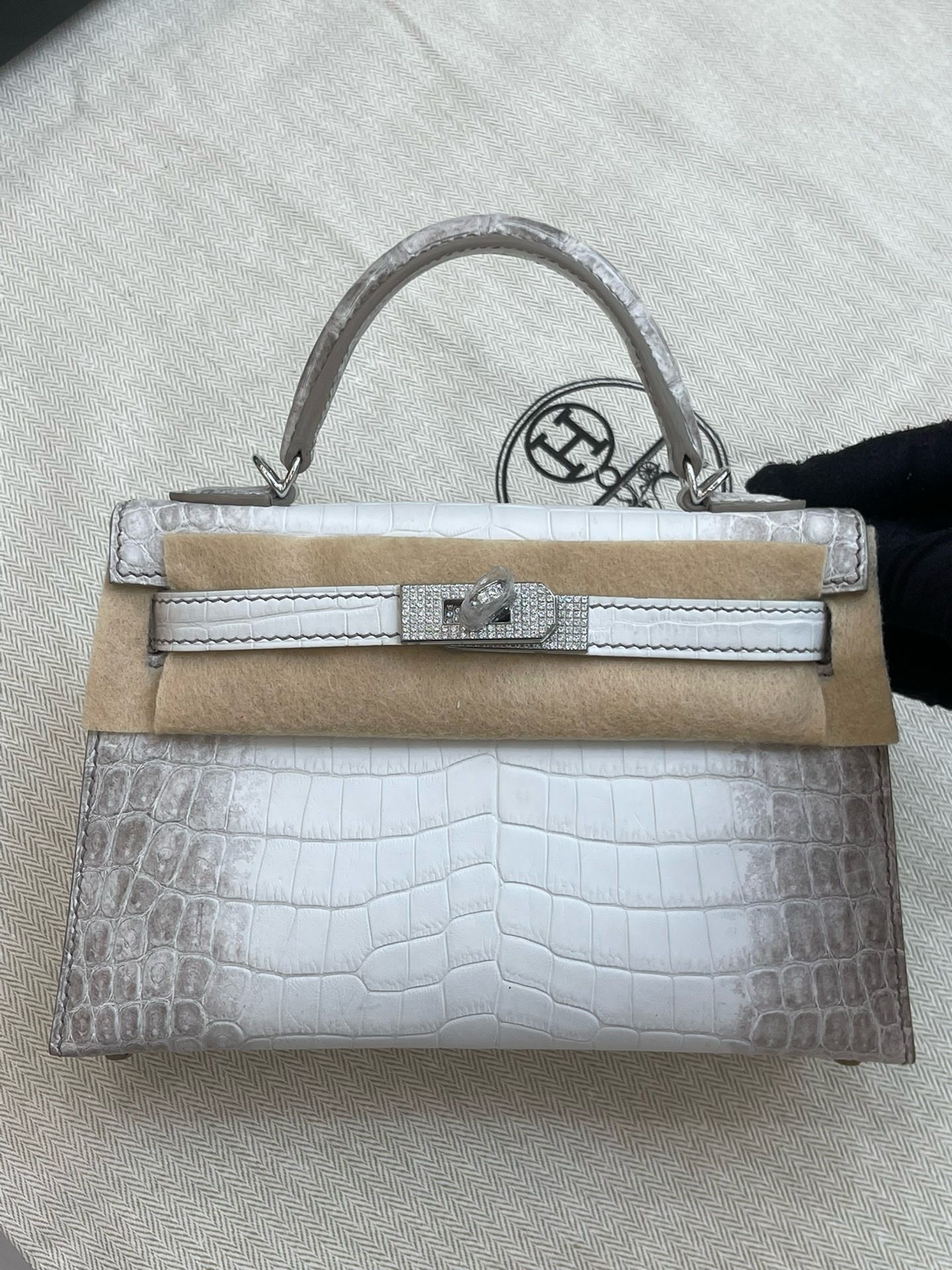 Hermès Himalaya Mini Kelly II Niloticus Crocodile Diamond Hardware