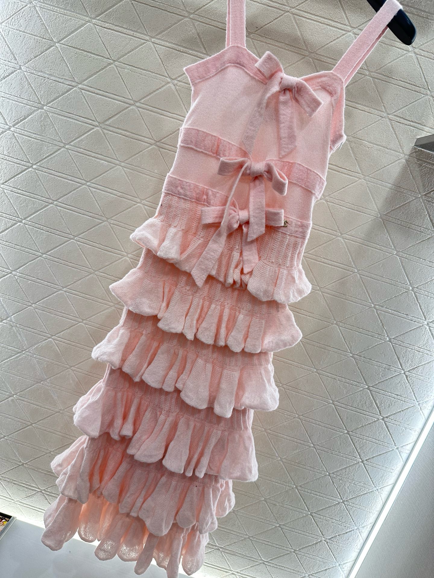 chinese dress ladies Chanel 24B Glittered Tweed, Light Pink, Beige & Ecru Dress size 36 main image 0