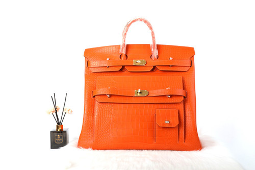 Hermès Multipockets Birkin HAC 50 Orange Alligator Gold Hardware