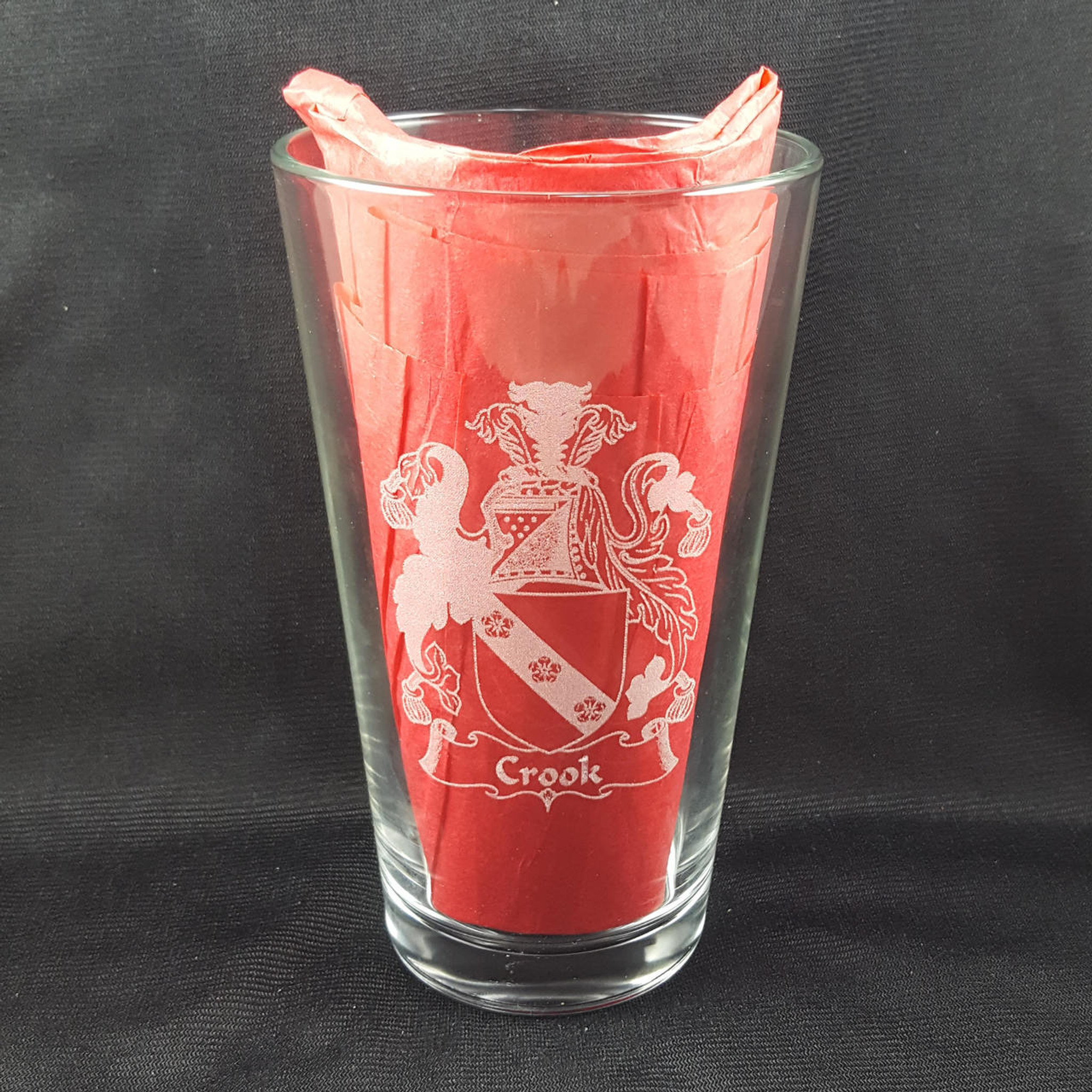 McGillick Irish Coat of Arms Glass Beer Mug (Sand Etched)