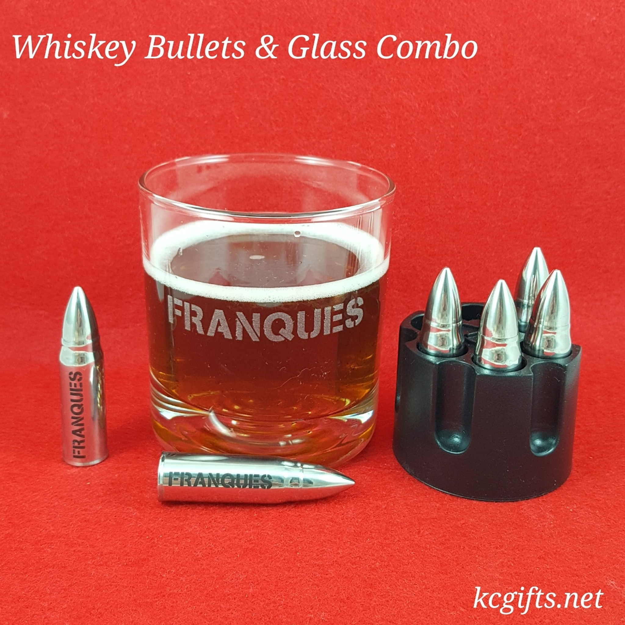 Whiskey Bullet Ice Cubes Personalized, SET OF 6