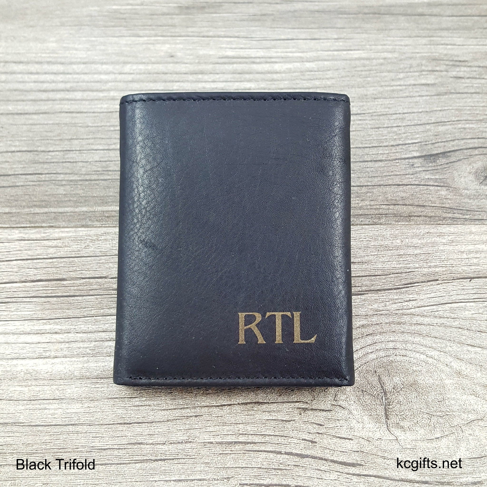 Wallet Black Trifold - Personalized Men's Leather Wallet with Engraved  Monogram
