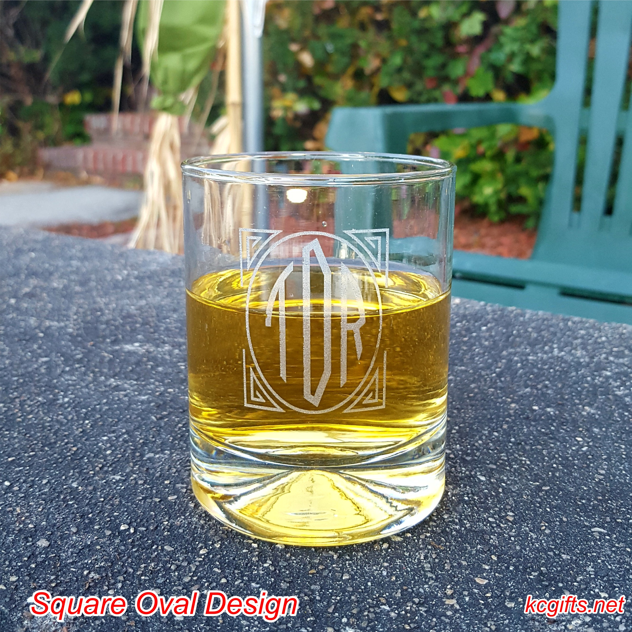 Square Oval Design Engraved Rocks Glass with your monogram. Whiskey Glass - Scotch  Glass - Cocktail Glass - SET OF TWO - Killorglin Creations