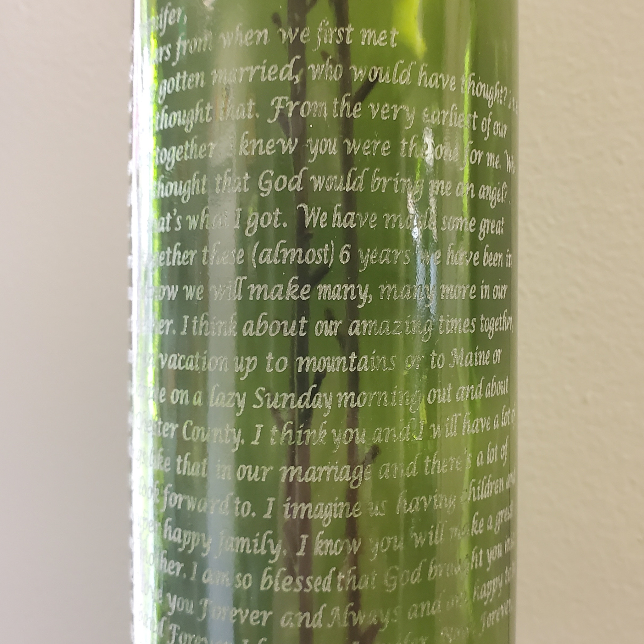 Engraved Wine Bottle With Your Wedding Vows