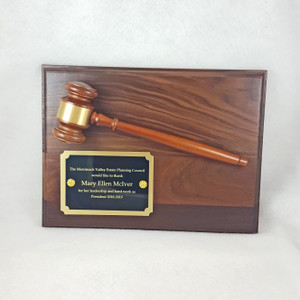 Walnut Gavel Plaque, 9" x 12"