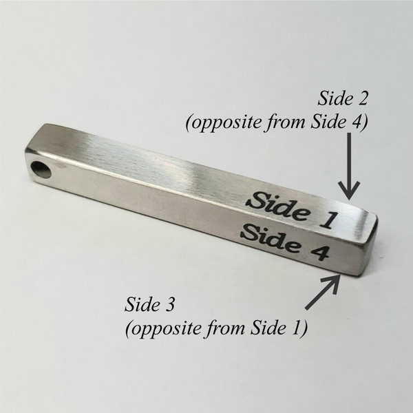Stainless Steel Bar Pendant or Keychain Personalized with your Wedding Date, Family Names, GPS Location