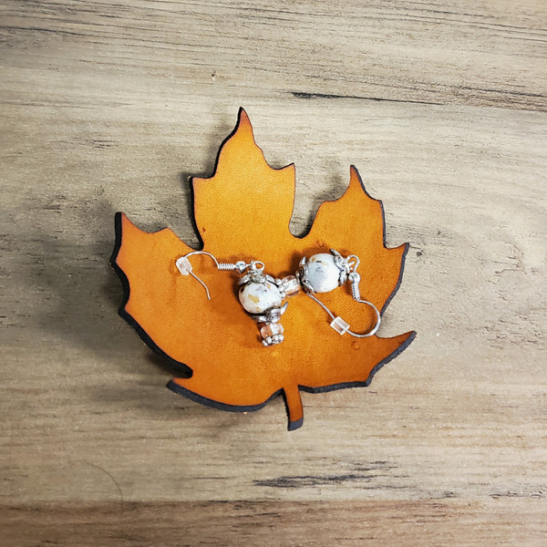 Leather Bowl - Hand crafted Maple Leaf - large size.