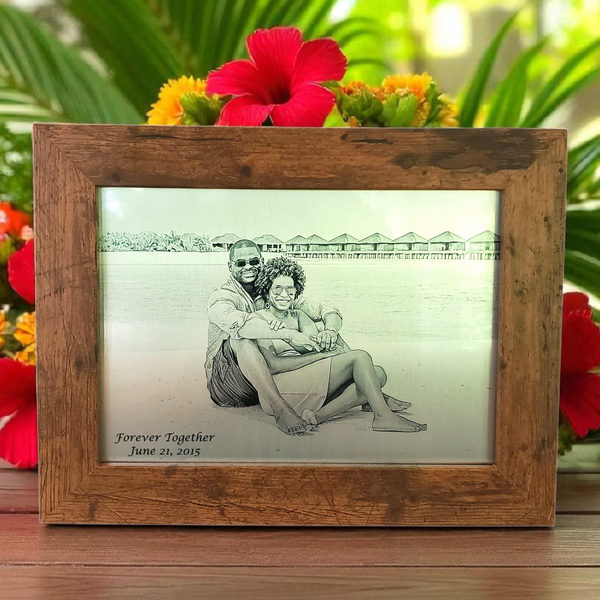 photograph reproduced in silver aluminum