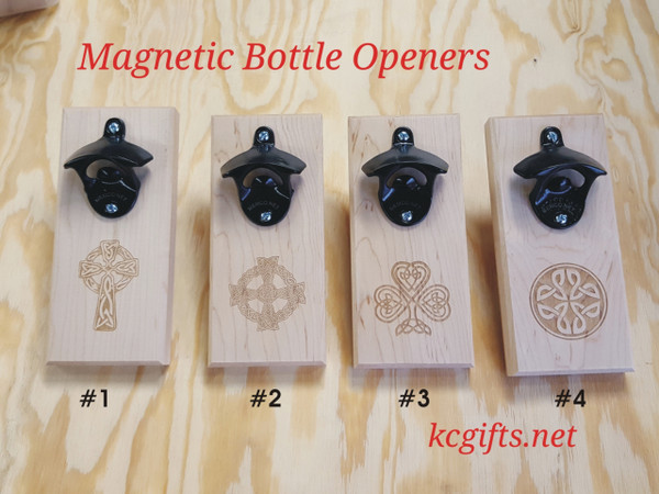 Celtic Magnetic Engraved Bottle Opener -  Catches Caps in Mid-Air!