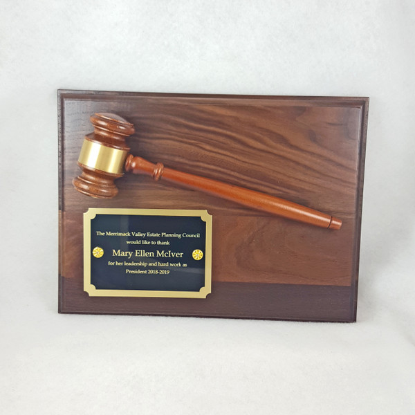 Walnut Gavel Plaque, 9" x 12"