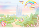 unicorn and princess castle toddlers themed photographers backdrop