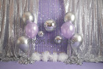 Lilac and Silver sparkle with balloons 