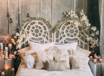 pretty boho headboard with candels 