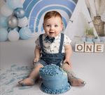 blue tipi boys cake smash .. Samantha jade photography